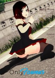 1girls 3d black_hair black_hair_female clothed_female looking_back lyst3d onlyfans panties pose posing red_highlights ruby_rose rwby silver_eyes solo_female
