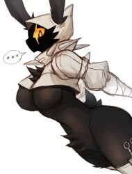 ... black_fur breasts bunny_ears bunny_girl cropped_hoodie female female_focus female_only fur fur_tuft furry furry_female furry_only kil_vi kunai looking_at_viewer no_mouth oc scar scar_across_eye side_view sideass solo solo_female solo_focus sookmo spiked_clothing spikes thighs white_background