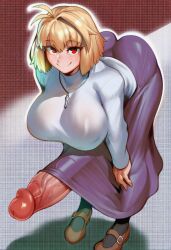 1futa ai_generated arcueid_brunestud ass_up big_breasts big_penis blonde_futa blonde_hair busty dick dickgirl erect_penis erection erection_under_clothes fat_cock futa_only futanari huge_breasts huge_cock joaes87909 large_breasts large_penis leaning_forward melty_blood_arcueid_figure_(meme) meme mostly_clothed penis penis_under_clothes reference_image tsukihime