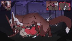 2018 absurd_res anal anal_sex anthro anthro_on_feral anthro_penetrated asmodeus_(character) balls bodily_fluids brown_body brown_fur canid canid_demon canine close-up cum cum_from_ass cum_in_ass cum_inside cum_on_balls cum_on_ground cum_while_penetrated cumshot cutaway demon detailed_background dipstick_tail duo ear_piercing ear_stud ejaculation erection facial_piercing feral feral_penetrating feral_penetrating_anthro fox from_behind_position fur gauged_ear genital_fluids genitals grey_body grey_fur hellhound hi_res horn larger_feral larger_male leaking_cum male male/male male_anthro male_feral male_penetrated male_penetrating male_penetrating_male mammal markings meldritchhorror mounting mythological_canine mythological_creature mythology nose_piercing nose_ring nude nude_anthro nude_male open_mouth penetration penile penile_penetration penis penis_in_ass piercing raised_tail red_body red_fur red_penis ring_piercing sex side_view size_difference smaller_anthro smaller_male tail tail_markings teeth zoophilia