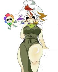 apron barely_clothed cc697436 dandy's_world dandy_(dandy's_world) female female_focus female_only genderbent genderswap genderswap_(mtf) nipple_bulge reference_image rule_63 tagme thick_thighs