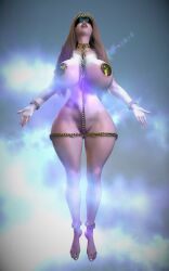 1girl 1girls 3d 3d_(artwork) 3d_model 3d_render aura big_ass big_breasts big_butt big_thighs blindfold blonde_hair blue_sky chains curvaceous curvy curvy_body curvy_figure feet female floating flying freckles freckles_on_breasts garycamehome goddess gold_(metal) gold_jewelry hourglass_figure light-skinned_female light_skin magic mostly_nude original original_character pasties presenting red_lipstick simple_background skimpy skimpy_clothes solo solo_female solo_focus virtamate voluptuous voluptuous_female wide_hips