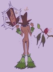 1boy accidental_exposure ass ass_focus back back_view balls balls_visible_through_thighs ballsack blush blushing branch brapplesauce brown_hair brown_skin completely_naked completely_naked_male completely_nude completely_nude_male embarrassed embarrassed_naked_male embarrassed_nude_male enm exposed exposed_ass functionally_naked functionally_nude functionally_nude_male male naked nude shocked shocked_expression shoes shoes_only surprise_lines surprised surprised_expression torn_clothes
