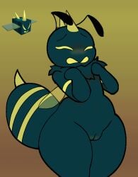 1girls abdomen antennae anthro bee bee_girl bee_swarm_simulator bee_wings belly belly_button black_body black_fur body_markings bottom_heavy embarrassed embarrassed_expression embarrassed_female embarrassed_nude_female female female_focus female_only flat_chest fluffy furry furry_female furry_only gifted_vicious_bee head_spikes insect_humanoid insects neck_tuft nude nude_female pussy pussy_blush recolor reference_image roblox roblox_game simple_background simple_coloring simple_hands simple_shading sketch smooth_skin solo solo_female solo_focus standing stinger tpaktop tpycuku true_flat_chest vicious_bee wide_hips wide_thighs yellow_eyes