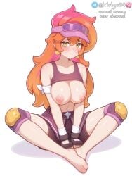 ai_generated amber_(brawl_stars) big_breasts brawl_stars breasts bubble_trouble_amber_(brawl_stars) female female_only large_breasts nipples sitting v_arms