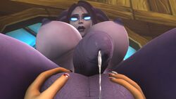 3d 4k absurdres areolae ball_fondling balls big_breasts breasts cum dickgirl draenei erection futanari highres intersex large_breasts large_penis looking_at_viewer nipples penis rookette_(sweetgrapes0101) source_filmmaker sweetgrapes0101 taker_pov testicles world_of_warcraft