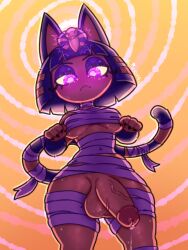 alienyan animal_crossing ankha ankha_(animal_crossing) anthro anthro_only aroused aroused_futa artist_signature balls ballsack bandage bandages bedroom_eyes big_balls blue_body blue_hair breasts cat_ears cat_tail circumcised claws clean_shaven cock color colored crosshatching curvy curvy_figure detailed digital_drawing_(artwork) digital_media_(artwork) egyptian_female eyeshadow fanart feline female fur furry furry_ears furry_female futa_only futanari glowing_eyes hair_ornament highlights highlights_(coloring) horny hourglass_figure hypnosis hypnotic_eyes hypnotizing_viewer inviting lighting looking_at_viewer looking_down_at_viewer nintendo partially_clothed paws precum precum_drip precum_string purple_eyes shaded shaved_crotch shiny_skin simple_background slim_waist squish squished_breasts standing sweat sweatdrop sweaty_body tail thick_thighs thigh_squish tight_clothing underboob veins_on_dick veiny_penis video_game video_game_character yellow_body yiff