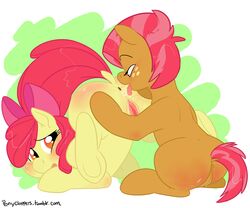 2girls anilingus apple_bloom_(mlp) babs_seed_(mlp) cousins female female_only filly friendship_is_magic horse incest my_little_pony young yuri