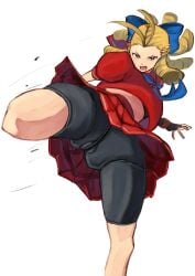 2d ass athletic athletic_female blonde_hair bubble_butt capcom drill_hair female female_focus female_only karin_kanzuki long_hair school_uniform schoolgirl street_fighter street_fighter_alpha tagme tikuwabu_33 upskirt wide_hips