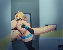 1girls alternate_version alternate_version_at_source ambiguous_oral anilingus ass autocunnilingus autorimming big_ass big_breasts blonde-haired_female blonde_female blonde_hair blonde_hair_female blue_lipstick brown_hair cunnilingus domino_mask earring elastic elastic_body elastic_girl elastic_torso elastria_(tagara51) female grabbing grabbing_ass grabbing_own_ass hallway hero heroine huge_ass jaxax10 light-skinned_female light_skin lipstick mask masked masked_female masturbation mature_female mature_woman oral original original_character rachel_tempest self_oral short_hair solo solo_female stretching stretchy stretchy_body superhero superhero_costume superhero_mask superheroine superpowers sweat sweating sweaty sweaty_body thick_thighs vent vents wide_hips