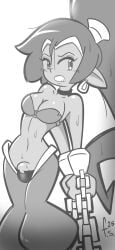 1futa 2025 artist_signature blush breasts bulge bulge_under_clothes chained chained_up fernal-scarlet fondly_aloe fondly_scarlet futa futanari futasub imminent_gangbang imminent_sex long_hair looking_at_viewer mascara monochrome penis penis_under_clothes restrained shantae shantae_(character) small_boobs small_breasts small_breasts_futa submissive_futa sweat sweating sweaty_futa