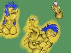 alien anthro anus ass balls blep bodily_fluids coast_(artist) cum digital_media_(artwork) erection genital_fluids genitals halo_(series) hand_on_butt humanoid_genitalia humanoid_penis kig-yar kiggy male masturbation microsoft nude penis pillow_shading ruuhtian_(kig-yar) scalie smile solo spread_butt spreading teeth tongue tongue_out xbox_game_studios
