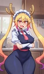 ai_generated big_breasts big_thighs dragon dragon_girl dragon_maid maid maid_dragon maid_headdress maid_uniform miss_kobayashi's_dragon_maid tohru_(dragon_maid) tohru_(maidragon) tohru_(miss_kobayashi's_dragon_maid)