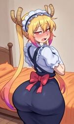 ai_generated ass ass_focus big_ass big_breasts big_thighs dragon dragon_girl dragon_maid in_room maid maid_dragon maid_headdress maid_uniform miss_kobayashi's_dragon_maid tohru_(dragon_maid) tohru_(maidragon) tohru_(miss_kobayashi's_dragon_maid)