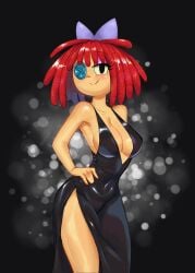black_dress button_eyes cleavage doll doll_girl dress female female_focus female_only ginger ginger_female ginger_hair glitch_productions living_doll looking_at_viewer ragatha ragatha_(the_amazing_digital_circus) red_hair seductive seductive_look seductive_smile smile smiling_at_viewer the_amazing_digital_circus waiftoon