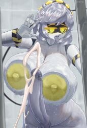 1girls against_glass against_surface alternate_version_available areola ass bathroom big_areola big_ass big_breasts big_nipples breasts cum cum_on_breasts cum_on_penis cum_on_self cumming ejaculation epokguyz exposed_nipples female female_focus female_only full-package_futa futa_only futanari gigantic_ass gigantic_breasts gigantic_thighs glitch_productions handsfree_ejaculation huge_areola huge_ass huge_nipples looking_at_viewer murder_drones naked naked_female nipples saliva_on_tongue short_hair shower showering sliver_hair solo thick_thighs thighs tongue_out v_(murder_drones) water wet wet_body white_body yellow_eyes