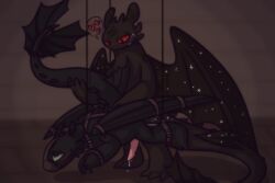 anal anthro black_body blush blush_lines bondage bondage bound dragon dragunsnack dreamworks duo erection european_mythology fury_(httyd) genitals heart_symbol how_to_train_your_dragon male male/male male_penetrated male_penetrating male_penetrating_male markings muzzle_(object) muzzled mythological_creature mythological_scalie mythology night_fury penetration penis restraints scalie sex star_(dragunsnack) star_(marking) suspension tail toothless western_dragon wings