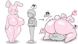 big_breasts blush bunny_ears bunny_girl enigi09 heart large_ass large_breasts mating_press plump rabbit rabbit_ears rabbit_girl simple_background small_female smaller_male thick_hips thick_thighs
