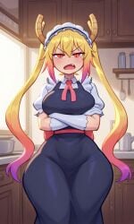 ai_generated big_breasts big_thighs dragon dragon_girl dragon_maid maid maid_dragon maid_headdress maid_uniform miss_kobayashi's_dragon_maid tohru_(dragon_maid) tohru_(maidragon) tohru_(miss_kobayashi's_dragon_maid)