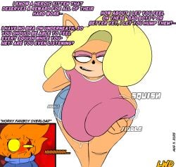 alien anthro arm_behind_back aroused bandicoot bedroom_eyes bent_over big_breasts black_nose blush blushing_profusely boob_squish breasts clothed denim_bottomwear denim_shorts dialogue drooling fangs female fully_clothed furry hanging_breasts holding_breast huge_breasts looking_at_viewer lwd_cartoonz male male/female multicolored_fur neil_lash orange_fur pink_eyeshadow saggy_breasts scar_across_eye short_shorts short_sleeves shorts smirk smirking_at_viewer spiky_hair squish squishy_breasts striped_body sweater sweating sweating_profusely t-shirt tawna_bandicoot teasing teasing_breasts teasing_with_breasts tight_clothing turtleneck turtleneck_sweater yellow_eyes yellow_hair