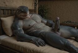 ai_generated anthro balls big_penis dc dc_comics fish king_shark male penis shark