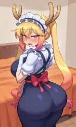 ai_generated ass ass_focus big_ass big_breasts big_thighs dragon dragon_girl dragon_maid in_room maid maid_dragon maid_headdress maid_uniform miss_kobayashi's_dragon_maid tohru_(dragon_maid) tohru_(maidragon) tohru_(miss_kobayashi's_dragon_maid)