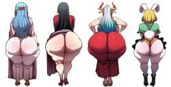 4girls ai_generated ass ass_chart ass_comparison ass_focus bent_over big_ass black_hair blackwhiplash blackwhiplash_(style) blonde_hair blue_hair boa_hancock breasts bunny_ears bunny_girl carrot_(one_piece) female from_behind high_heels huge_ass japanese_clothes long_hair multiple_girls nefertari_vivi one_piece panties pants ribbed_sweater striped tagme thick_thighs thighs thong underwear white_hair yamato_(one_piece)