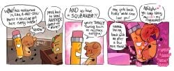adamation_inc. adamationz against_surface against_wall animate_inanimate animationepic anthro arm_around_shoulders asking_a_question battle_for_bfdi battle_for_dream_island battle_for_dream_island_again bfb bfdi bfdia blush bodily_fluids colored comic dialogue duo fangs female female/female food food_creature genitals heart_symbol hi_res ii inanimate_insanity inanimate_insanity_iv jacknjellify kint living_plushie male moan motion_lines object_show object_show_community object_shows onomatopoeia osc pencil_(bfb) pencil_(bfdi) pencil_(ii) penetration penis plushie pussy sex smile sound_effects speech_bubble squeaking sweat taco_(ii) teddybear_(ii) teeth text text_bubble the_power_of_two tpot vaginal_penetration vulva