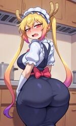 ai_generated ass_focus big_ass big_breasts big_thighs dragon dragon_girl dragon_maid maid maid_dragon maid_headdress maid_uniform miss_kobayashi's_dragon_maid tohru_(dragon_maid) tohru_(maidragon) tohru_(miss_kobayashi's_dragon_maid)