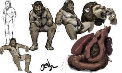 2022 anthro ass balls black_text bodily_fluids brown_mane colored erection fatal_vore felid flaccid fur genitals gold_(metal) gold_jewelry group head_first hug humanoid_genitalia humanoid_penis inside_stomach internal jeri_kleinlowe jewelry lion macro macro_pred male male/male male_pred male_prey mammal mane micro micro_abuse micro_male micro_on_balls micro_prey mouse multiple_prey murid murine nude_macro nude_micro nude_pred open_mouth oral_vore pantherine penis perineum rodent saliva scared signature simple_background sitting smothering standing struggling struggling_prey tan_body tan_fur teeth text tongue vore white_background