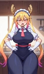 ai_generated big_breasts big_thighs dragon dragon_girl dragon_maid maid maid_dragon maid_headdress maid_uniform miss_kobayashi's_dragon_maid tohru_(dragon_maid) tohru_(maidragon) tohru_(miss_kobayashi's_dragon_maid)