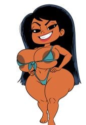 barely_contained barely_contained_breasts casey_calderon disney disney_channel hands_on_hips huge_ass huge_breasts latina looking_at_viewer marvel moon_girl_and_devil_dinosaur shortstack smile smiling swimsuit visible_areolae