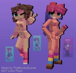 :3 accurate_art_style blocky_body breasts cubic_body cubic_breasts female futanari holding_penis intersex lena_(linky_playz) linky_playz minecraft oc original_character peace_sign penis self_upload stella_(linky_playz) tagme theblockygooner youtube