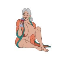 animated anus bbw big_areola big_ass big_breasts big_nipples breasts discreenvision drunk earrings feet female game_cg grandma_diana_(discreenvision) grandmother hair_bun inusen milf older_female pussy the_secret_of_the_house white_hair