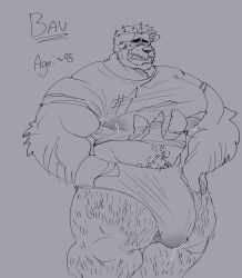 2022 absurd_res age_progression aged_up akita anthro arm_tuft barazoku bau_(melaisen) beard big_bulge big_moobs bodily_fluids briefs bulge button_ears canid canine canis clenched_teeth clothed clothed_anthro clothed_male clothing detailed_bulge digital_drawing_(artwork) digital_media_(artwork) domestic_dog elbow_tuft facial_hair floppy_ears genital_fluids genital_growth genital_outline grey_background greyscale growth hairy hairy_legs hi_res huge_bulge huge_moobs lactating lactating_through_clothing male male_anthro male_lactation mammal melaisen monochrome moobs musclegut muscular muscular_anthro muscular_male penis_growth penis_outline portrait precum precum_through_clothing precum_through_underwear pubes shirt simple_background solo spitz stated_age teeth text text_on_clothing text_on_shirt text_on_topwear three-quarter_portrait topwear tuft underwear wet wet_clothing
