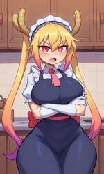 ai_generated big_breasts big_thighs dragon dragon_girl dragon_maid maid maid_dragon maid_headdress maid_uniform miss_kobayashi's_dragon_maid tohru_(dragon_maid) tohru_(maidragon) tohru_(miss_kobayashi's_dragon_maid)