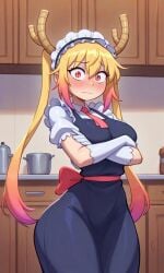 ai_generated big_breasts big_thighs dragon dragon_girl dragon_maid maid maid_dragon maid_headdress maid_uniform miss_kobayashi's_dragon_maid tohru_(dragon_maid) tohru_(maidragon) tohru_(miss_kobayashi's_dragon_maid)