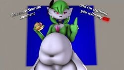 2020s 2024 3d 3d_(artwork) belly big_belly bloopblorppop burger chubby chubby_female eating female female_focus female_only gardevoir generation_3_pokemon green_hair green_hair_female pokemon pokemon_(species) red_eyes solo solo_female solo_focus talking_to_offscreen threatening