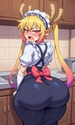 ai_generated ass ass_focus big_ass big_breasts big_thighs dragon dragon_girl dragon_maid maid maid_dragon maid_headdress maid_uniform miss_kobayashi's_dragon_maid tohru_(dragon_maid) tohru_(maidragon) tohru_(miss_kobayashi's_dragon_maid)