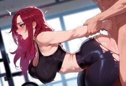 1boy 1girls ahe_gao ai_generated arm_grab arm_held_back arms_behind_back ass ass_ripple balecxi bare_arms bare_shoulders bent_over black_pants black_sports_bra blue_eyes blush bouncing_breasts breasts cleavage clothed_female_nude_male clothed_sex clothing covered_nipples crop_top curvaceous curvaceous_female curvaceous_figure curvy curvy_figure doggy_style female female female_focus fucked_silly green_eyes gym gym_clothes hanging_breasts huge_ass indoors katarina_du_couteau large_breasts league_of_legends long_hair makeup male midriff nude open_mouth pants penis red_hair saliva scar scar_across_eye scar_on_face sex sex_from_behind solo_focus sports_bra standing_sex straight sweat taken_from_behind thick_thighs thighs tight_clothes tight_pants tongue tongue_out torn_clothes torn_pants torogao trembling unaligned_breasts voluptuous voluptuous_female yoga_pants