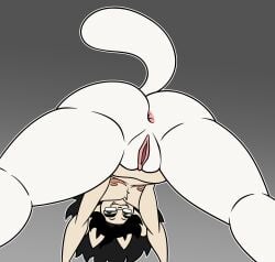 2025 :3 agrexoaxo all_fours anthro anus ass belly big_butt canid cuntboy digital_drawing_(artwork) digital_media_(artwork) felid fur genital_focus genitals hi_res intersex looking_at_viewer mammal mastectomy_scar nipples nude_anthro nude_cuntboy presenting presenting_anus presenting_hindquarters presenting_vulva pussy scar simple_background smile smug solo tail teeth tem tempest_(thefoolishfelix) thick_thighs trans_(lore) trans_man_(lore) undertale_(series) upside-down vulva vulva_focus white_body white_fur white_tail