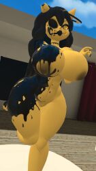 1girls alice_angel bendy_and_the_ink_machine big_breasts breasts breasts_out female ink naked naked_female pussy pussy_exposed susie_campbell twisted_alice vrchat vrchat_avatar vrchat_media vrchat_model