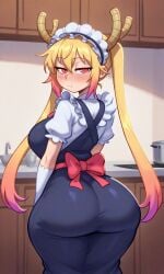 ai_generated ass ass_focus big_ass big_breasts big_thighs dragon dragon_girl dragon_maid maid maid_dragon maid_headdress maid_uniform miss_kobayashi's_dragon_maid tohru_(dragon_maid) tohru_(maidragon) tohru_(miss_kobayashi's_dragon_maid)