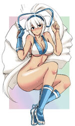 1girls bottomless breasts cleavage female long_hair majikina_mina samurai_shodown snk solo white_hair yasakani_an