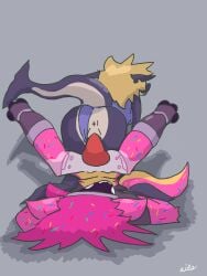 absurd_res ails amazon_position anthro anus big_ears clothing cut_ears duo female fish food genitals hi_res knot knotted_penis machine male marine one-piece_swimsuit penetration penile penile_penetration penis pink_body protogen sex shark shark_tail swimwear