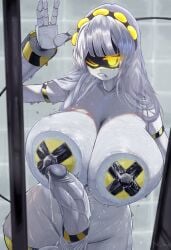 1girls against_glass against_surface alternate_version_available areola ass bathroom big_areola big_ass big_breasts big_nipples breasts epokguyz female female_focus female_only full-package_futa futa_only futanari gigantic_ass gigantic_breasts gigantic_thighs glitch_productions huge_areola huge_ass huge_nipples j_(murder_drones) looking_at_viewer murder_drones naked naked_female nipples precum precum_drip shower showering sliver_hair solo solo_futa thick_thighs thighs throbbing_penis water wet wet_body white_body yellow_eyes