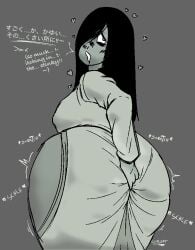1girls ass ass_bigger_than_head ass_fingering ass_focus ass_up big_ass blush butt_digging ccrispy clothing dialogue digging_into_butt digging_up_in_they_ass dress_pull drooling english_text eyes_rolling_back fat_ass female_only ghost ghost_girl heart_symbol itching itching_fetish japanese_text long_hair sadako_yamamura scratching scratching_back scratching_butt sketch sleeved_dress smelly solo sweaty sweaty_body tagme text the_ring thick_ass thick_thighs
