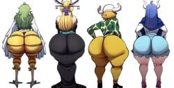 1boy 3girls ai_generated ass ass_chart ass_comparison ass_focus bent_over big_ass black_maria blackwhiplash blackwhiplash_(style) blonde_hair blue_hair bodysuit breasts dellinger from_behind gloves green_hair hair_ornament hat huge_ass insect_girl large_breasts lineup long_hair long_sleeves monet_(one_piece) multiple_girls one_piece pants short_hair squatting striped tagme tail thick_thighs thighs ulti_(one_piece) white_background