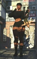 1girls 3d 3d_(artwork) abs araven72 athletic athletic_female bald bald_male beard bigger_female black_hair black_hair_female clothed clothed_female clothed_male giantess height_difference larger_female mini_giantess muscular muscular_female shorter_male size_difference smaller_male toned toned_female