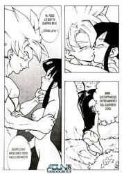 abs adun biceps bodybuilder cell_(dragon_ball) chichi comic couple dragon_ball dragon_ball_z female goku human husband_and_wife kissing male muscle_worship muscles muscular muscular_male pecs romantic saiyan son_goku spanish_text straight straight_hair super_saiyan